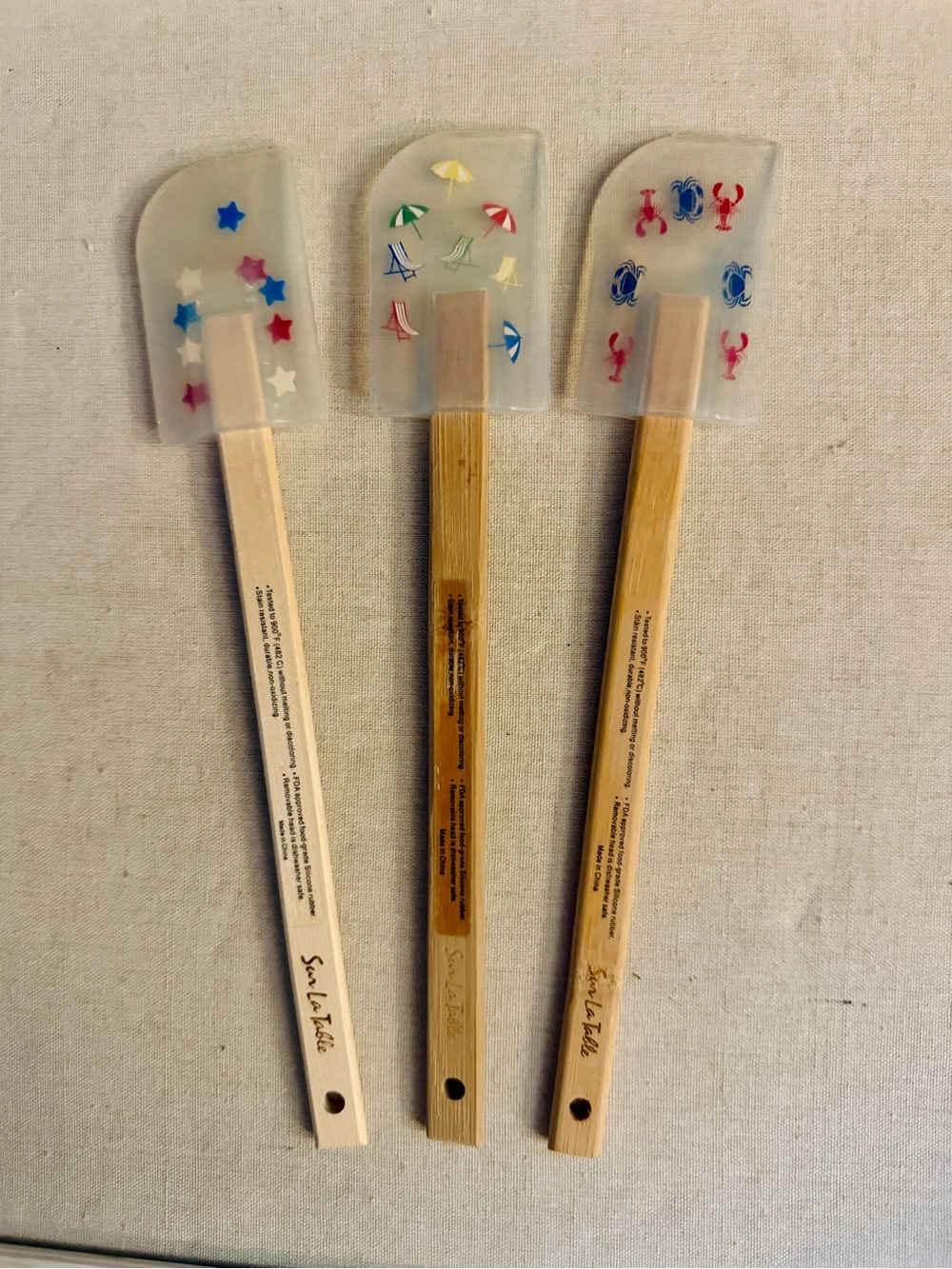 Vintage Sur La Table Patriotic Summer Fun design silicone spatulas set of 3.
